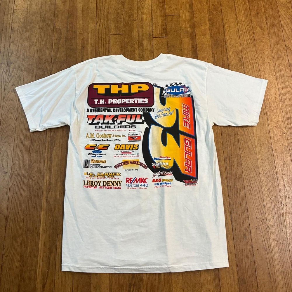 Vintage Mike Gular 53 Racing T Shirt Dirt Track Motorsports White Mens L